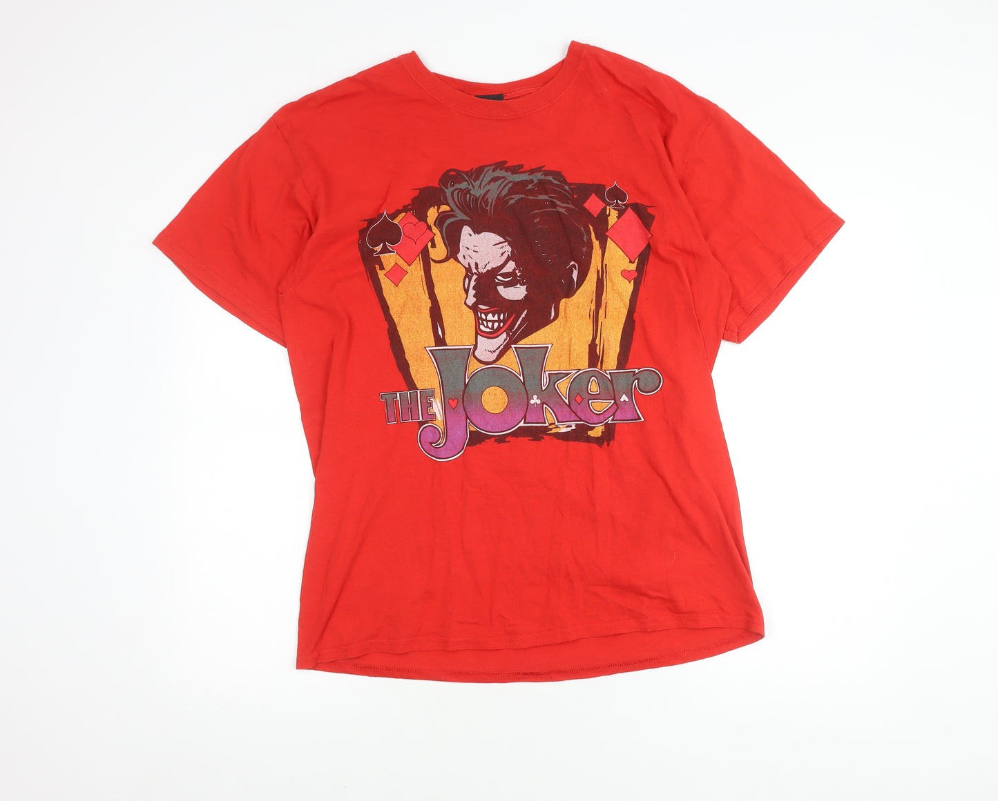 Batman Men's Red Joker Graphic Cotton T-Shirt, Size L