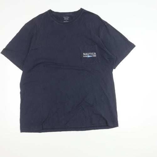 Nautica Men's Blue Cotton Crew Neck T-Shirt L