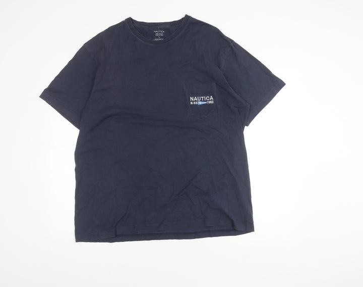 Nautica Men's Blue Cotton Crew Neck T-Shirt L