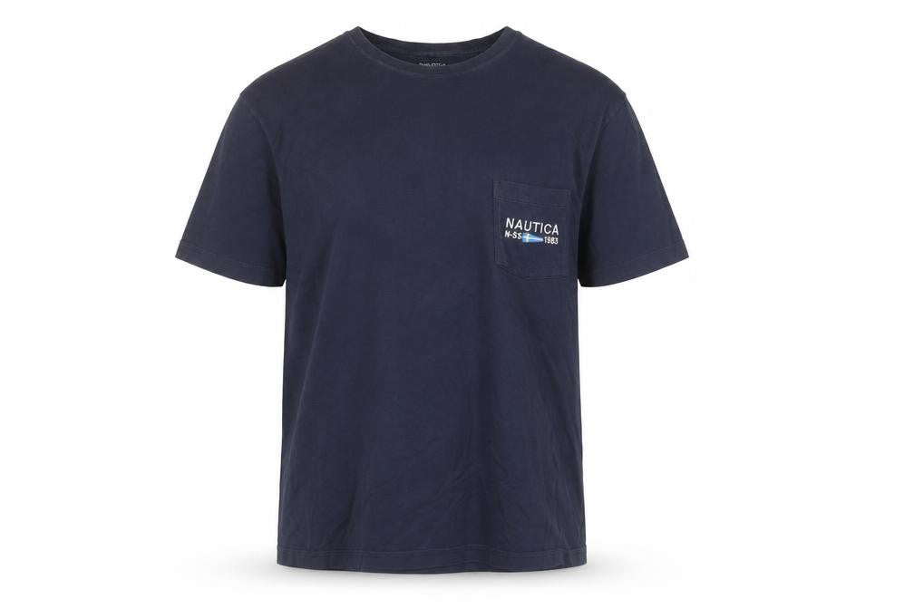 Nautica Men's Blue Cotton Crew Neck T-Shirt L