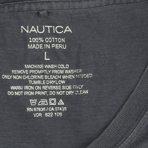 Nautica Men's Blue Cotton Crew Neck T-Shirt L