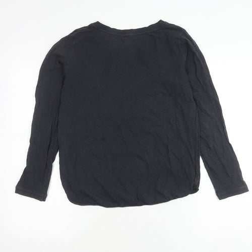 White Stuff Women's Black Long Sleeve Cotton Top