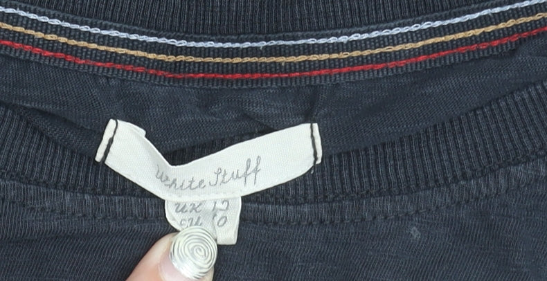 White Stuff Women's Black Long Sleeve Cotton Top