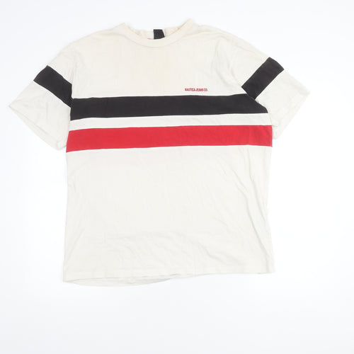 Nautica Men's XL White Striped Cotton T-Shirt