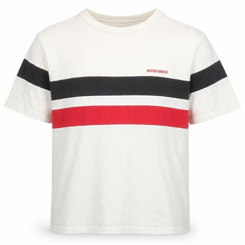 Nautica Men's XL White Striped Cotton T-Shirt
