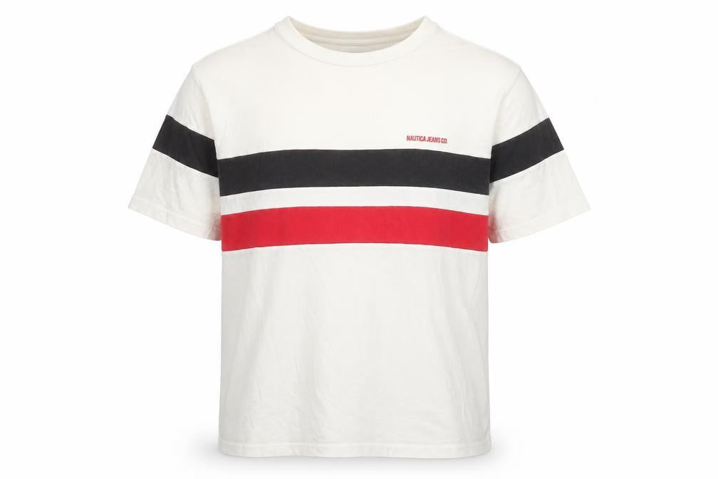 Nautica Men's XL White Striped Cotton T-Shirt