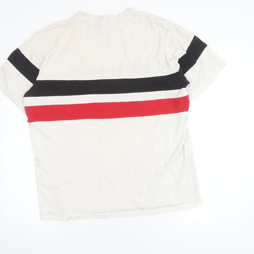 Nautica Men's XL White Striped Cotton T-Shirt
