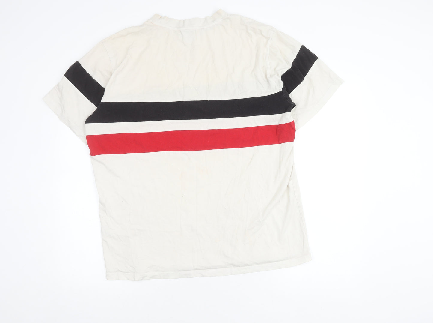 Nautica Men's XL White Striped Cotton T-Shirt