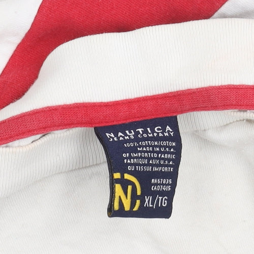 Nautica Men's XL White Striped Cotton T-Shirt