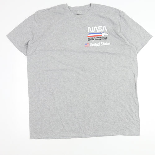 NASA Men's Grey Graphic Print 2XL T-Shirt
