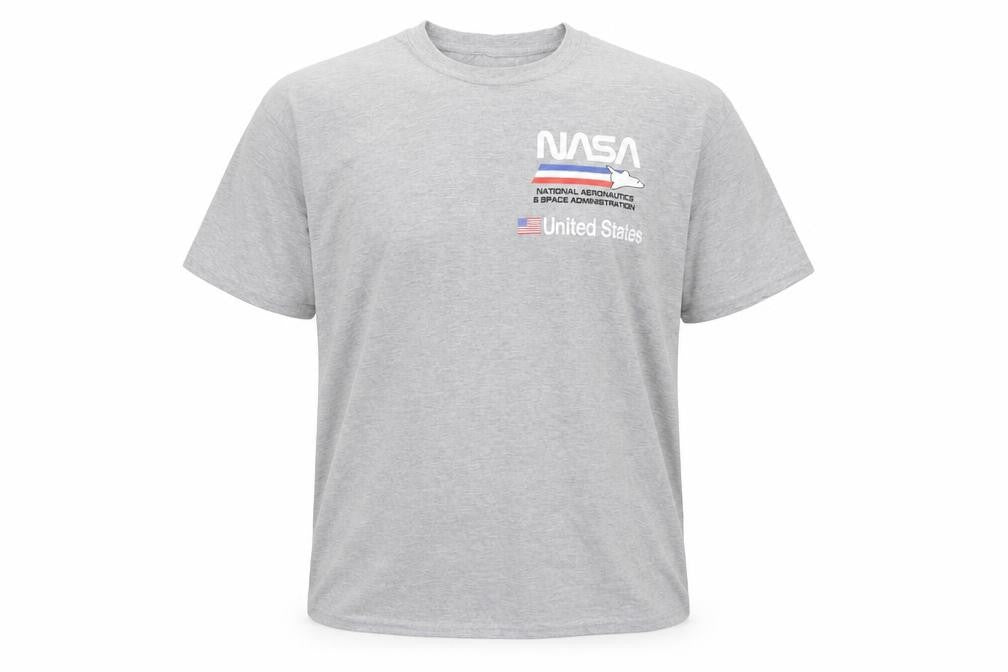 Front view of NASA Men's Grey Graphic Print 2XL T-Shirt