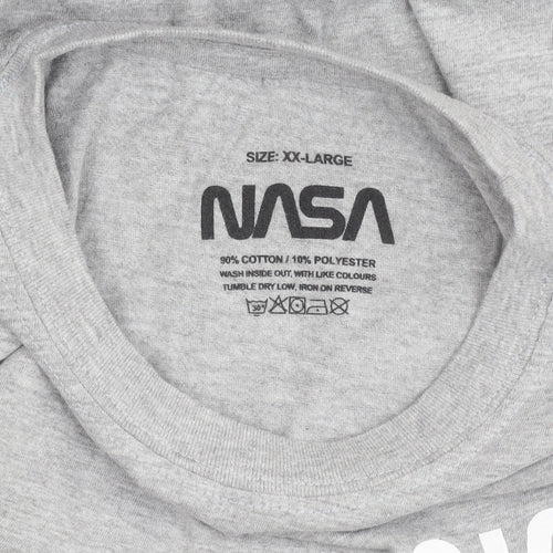 NASA Men's Grey Graphic Print 2XL T-Shirt