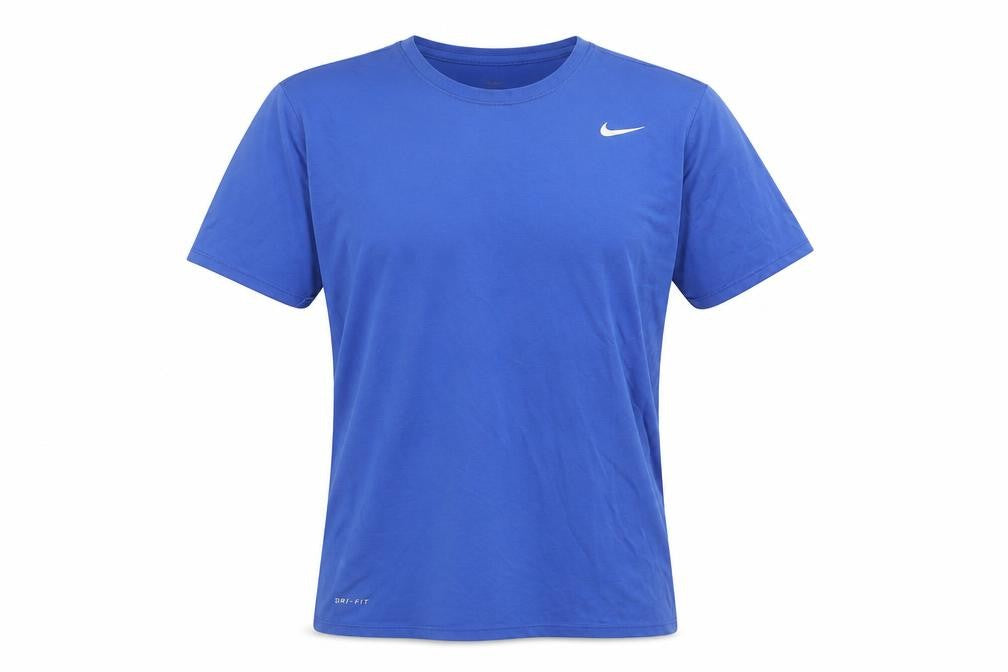 Front view of Nike Men's Blue Short Sleeve Athletic T-Shirt M