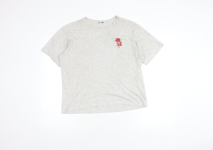 Monki Women's Grey Embroidered T-Shirt S Casual