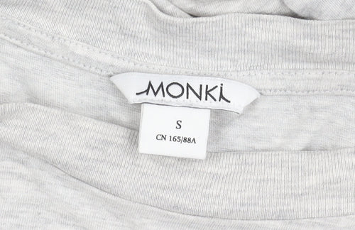 Monki Women's Grey Embroidered T-Shirt S Casual
