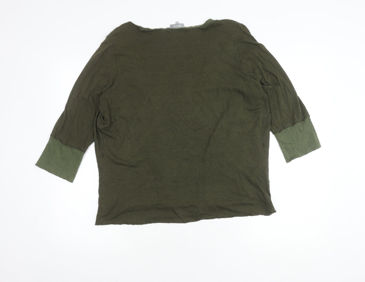 Per Una Women's Green 3/4 Sleeve Top Size 18