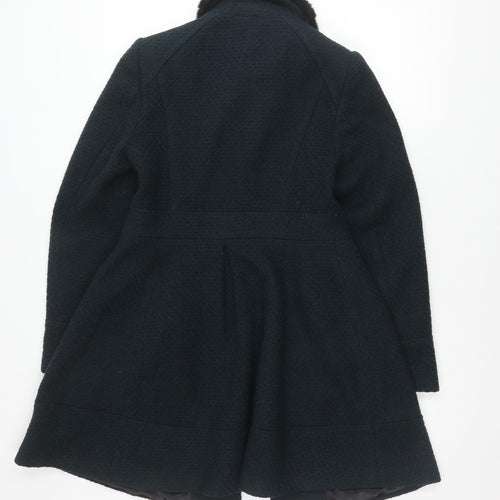 Dorothy Perkins Women's Black Coat Size 12 with Fur Trim