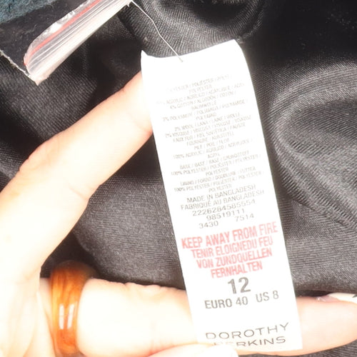 Dorothy Perkins Women's Black Coat Size 12 with Fur Trim