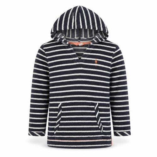 Joules Girls Striped Hoodie 7-8 Years Pullover Blue Casual