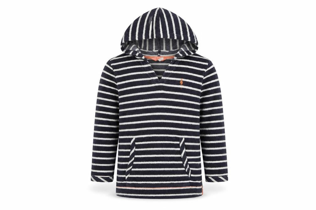 Joules Girls Striped Hoodie 7-8 Years Pullover Blue Casual