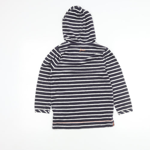 Joules Girls Striped Hoodie 7-8 Years Pullover Blue Casual