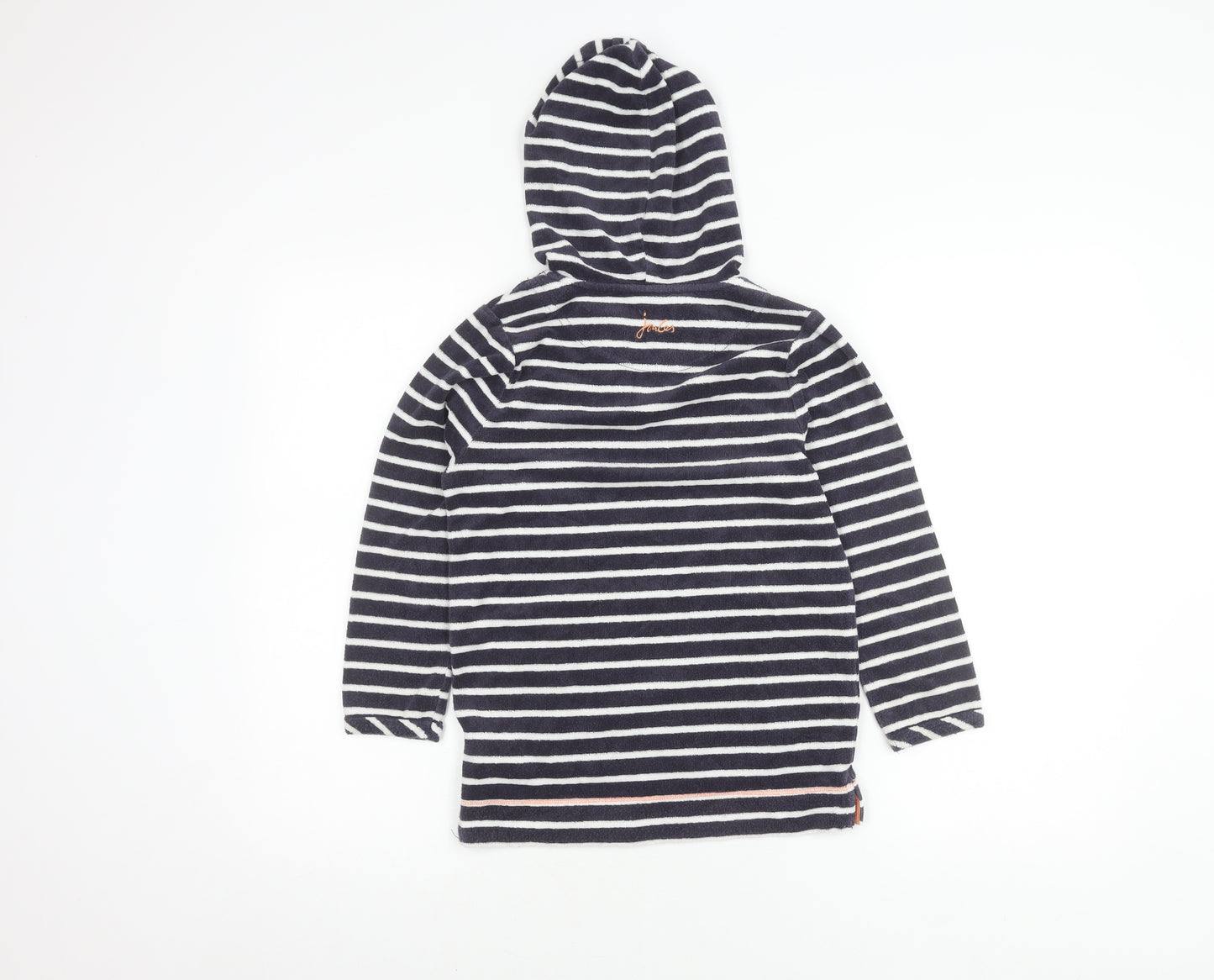 Joules Girls Striped Hoodie 7-8 Years Pullover Blue Casual