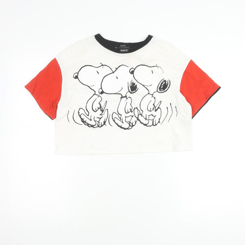 Bershka Snoopy Cropped T-Shirt Unisex White S