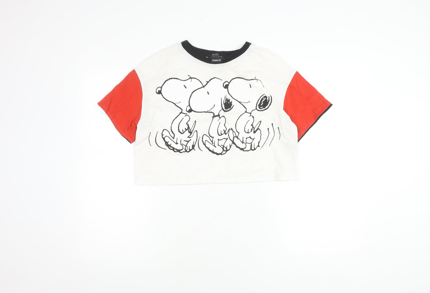 Bershka Snoopy Cropped T-Shirt Unisex White S