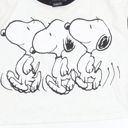 Bershka Snoopy Cropped T-Shirt Unisex White S
