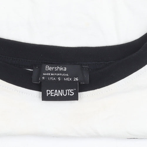 Bershka Snoopy Cropped T-Shirt Unisex White S