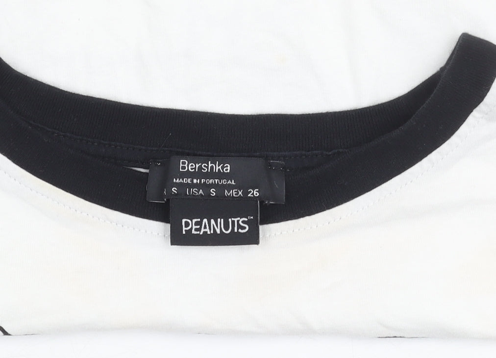 Bershka Snoopy Cropped T-Shirt Unisex White S