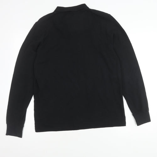 D555 Men's Medium Black Cotton Long Sleeve Polo
