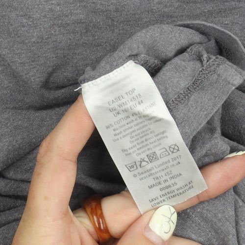 Seasalt Cornwall Women's Grey Cotton Long Sleeve Top Size 16
