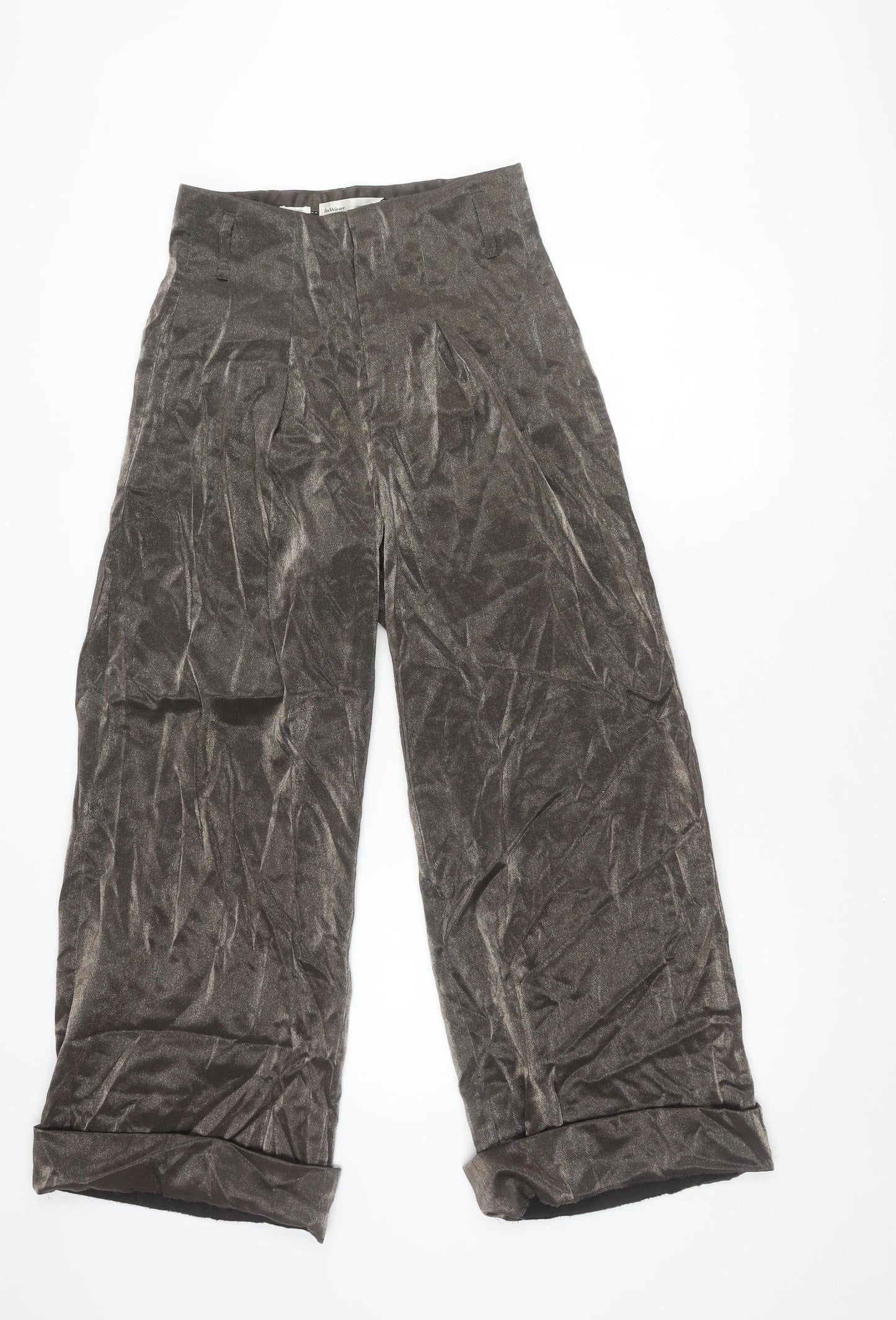 InWear Women's Brown Wide-Leg Trousers, Size 10