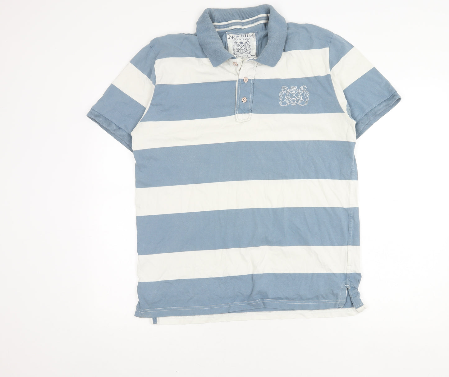 Jack Wills Men's Blue Striped Polo Shirt Size L