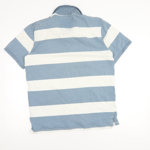 Jack Wills Men's Blue Striped Polo Shirt Size L