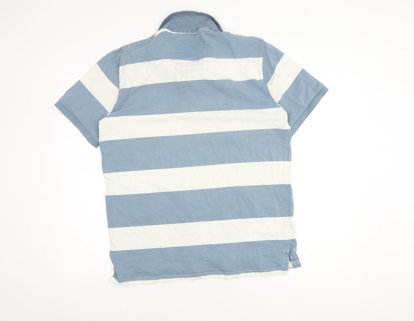 Jack Wills Men's Blue Striped Polo Shirt Size L