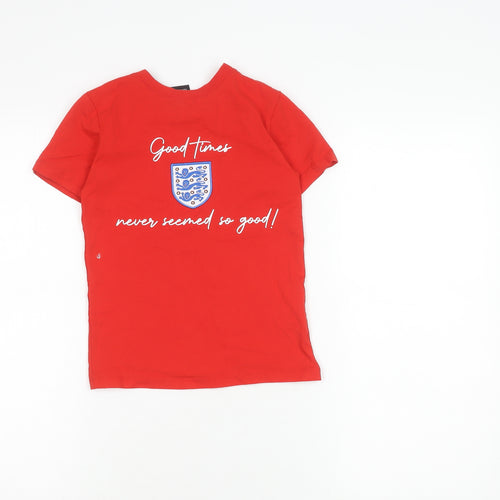 George Boys Red T-Shirt 6-7 Years Cotton Logo Casual