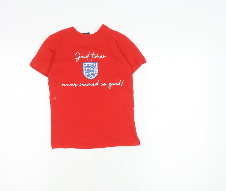 George Boys Red T-Shirt 6-7 Years Cotton Logo Casual