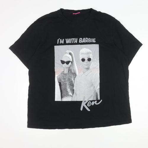 Barbie Unisex Black 3XL Relaxed Fit T-Shirt