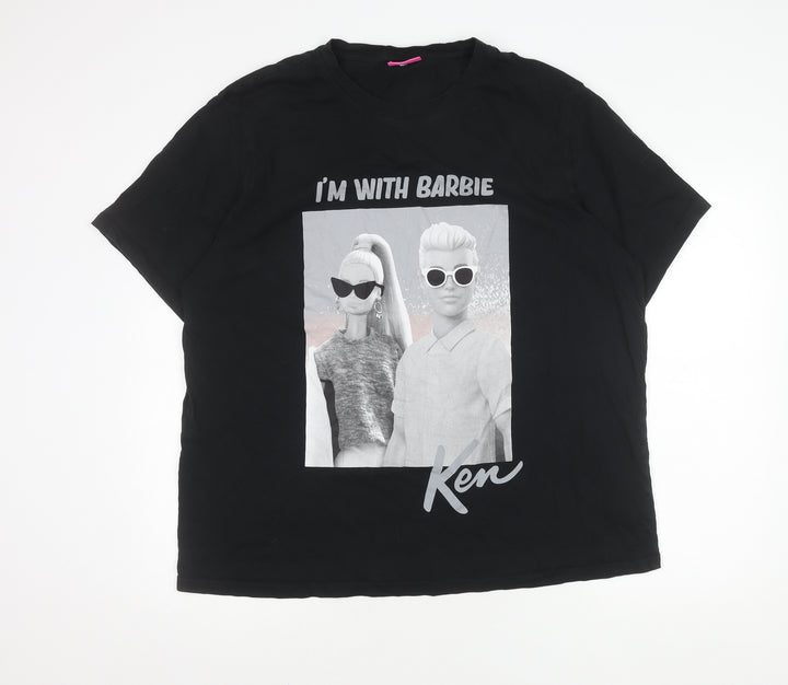 Barbie Unisex Black 3XL Relaxed Fit T-Shirt
