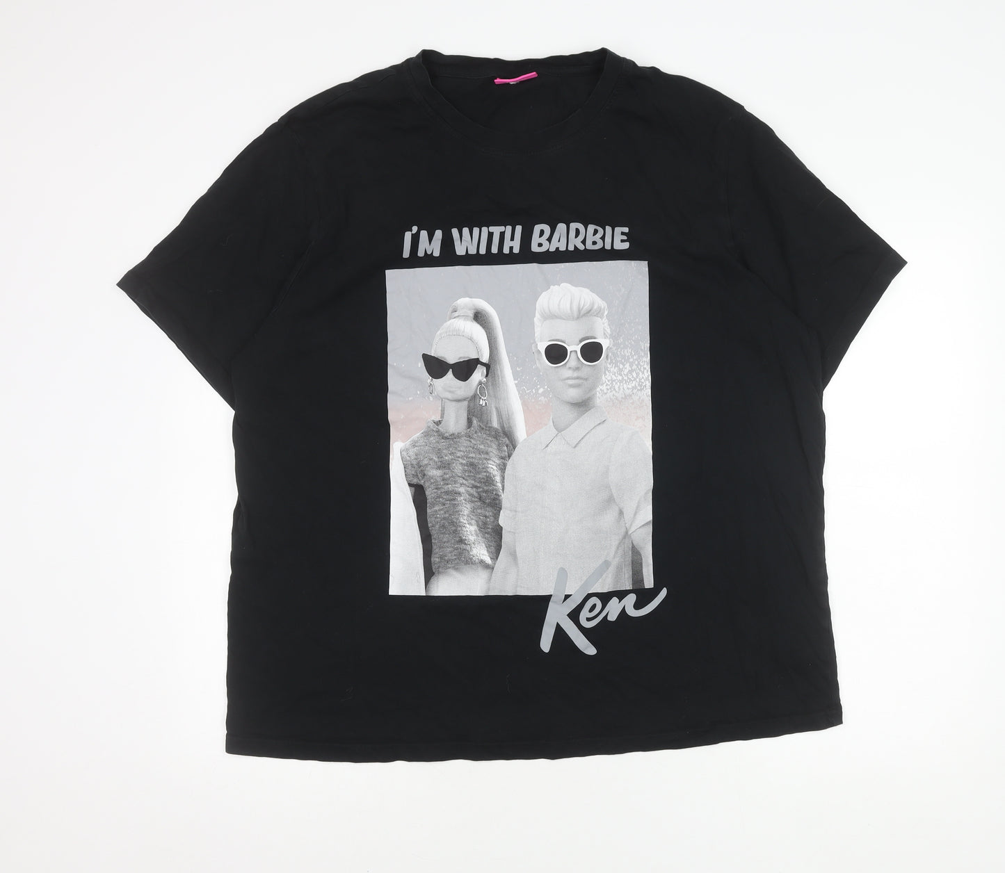 Barbie Unisex Black 3XL Relaxed Fit T-Shirt