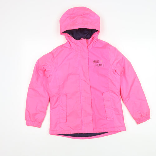 Crivit Girls Pink Puffer Jacket 9-10 Years Hooded Waterproof