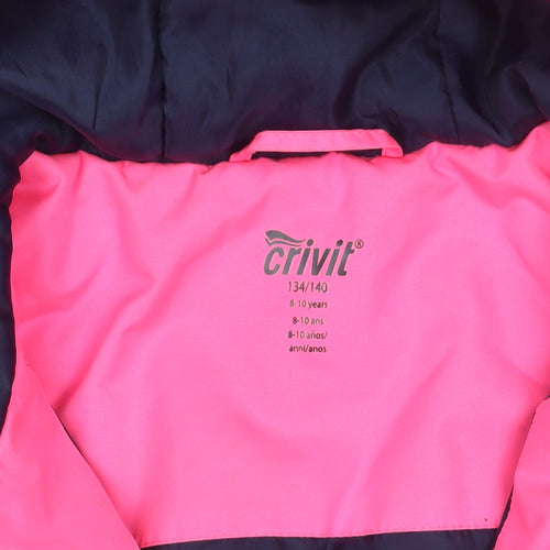 Crivit Girls Pink Puffer Jacket 9-10 Years Hooded Waterproof