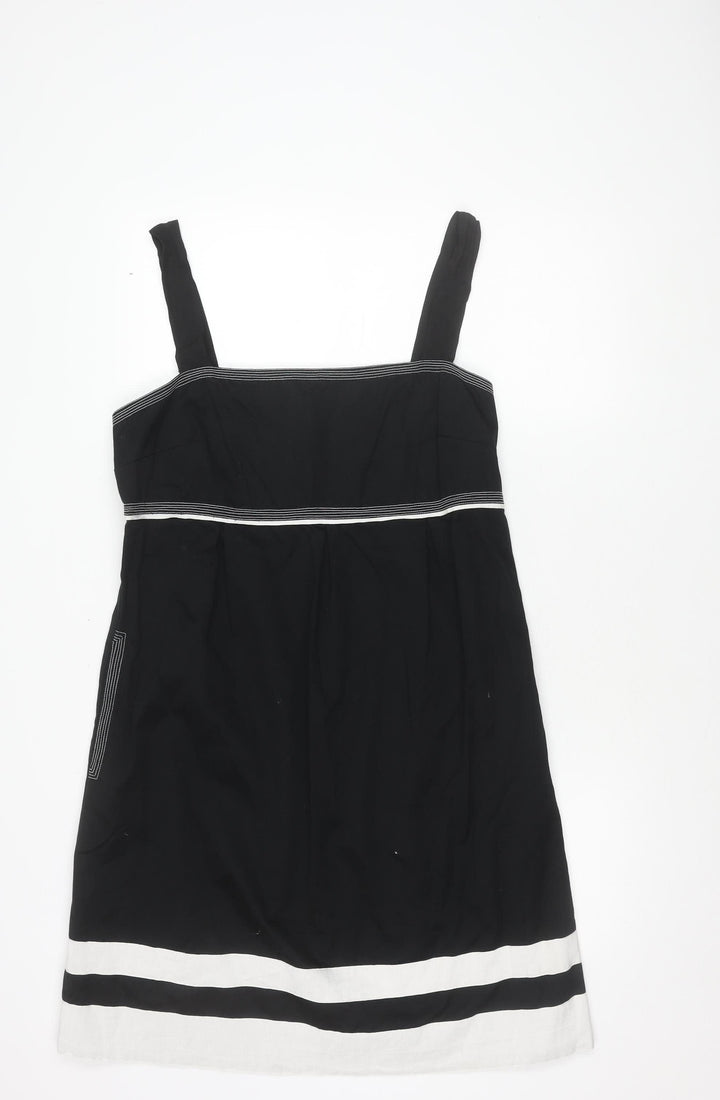 Portmans Women's Black Striped Shift Dress Size 16