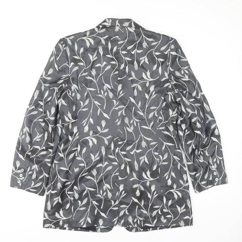 AFFINITY Women's Grey Floral Blazer - Size 14