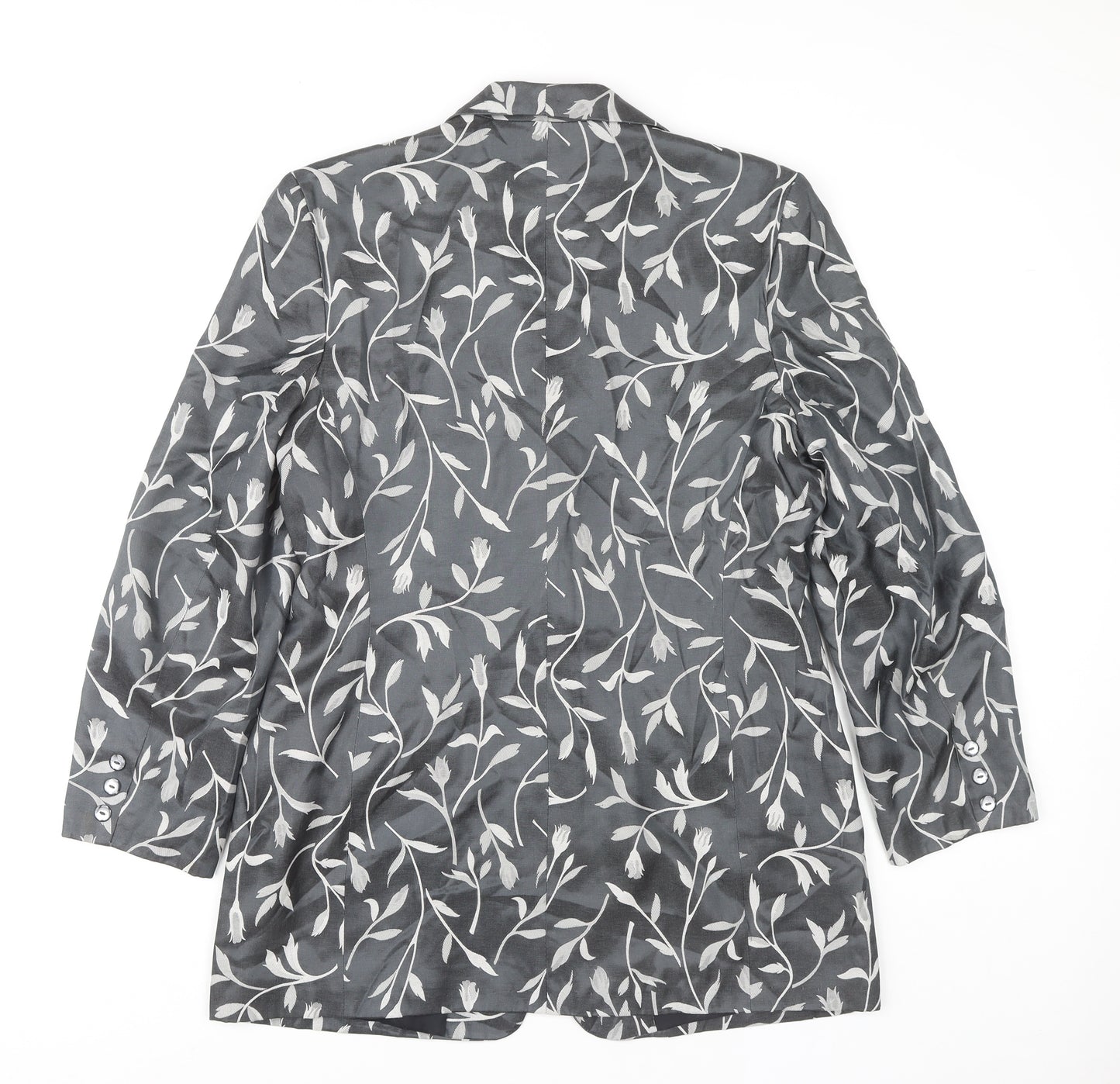 AFFINITY Women's Grey Floral Blazer - Size 14