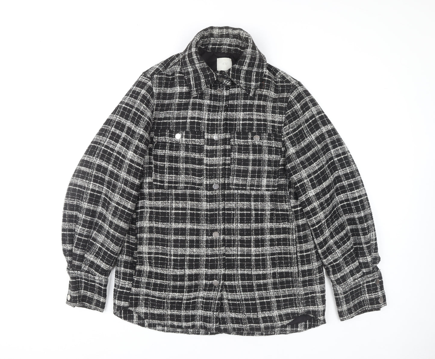 H&M Women's Black Check Jacket XS for Autumn/Winter