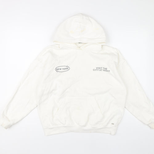 Pull&Bear Teen White XS Hoodie with Graphic Print