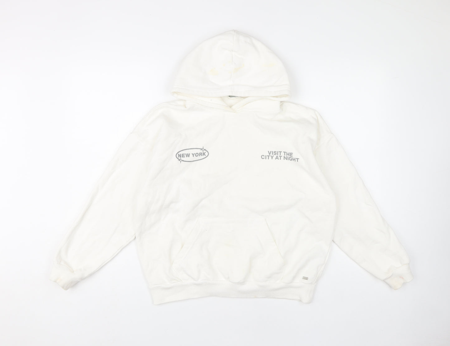 Pull&Bear Teen White XS Hoodie with Graphic Print